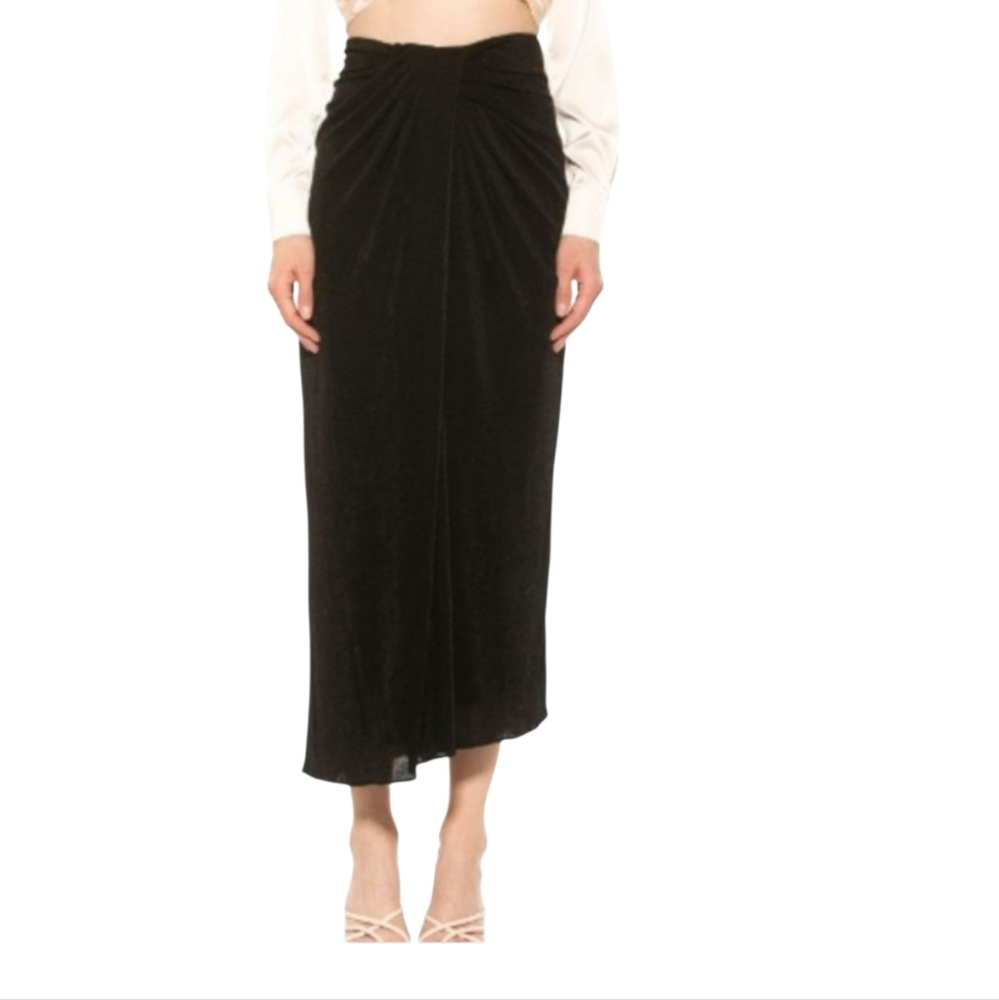 Alexia Admor Jeanette Black Draped Midi Skirt